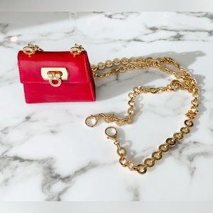 SALVATORE FERRAGAMO *Rare* Red Mini Chain Purse Belt
